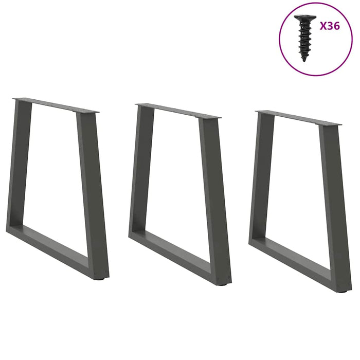 Picioare de masă în formă de V, 3 buc., antracit, 70x(72-73,3) cm, oțel WALTI