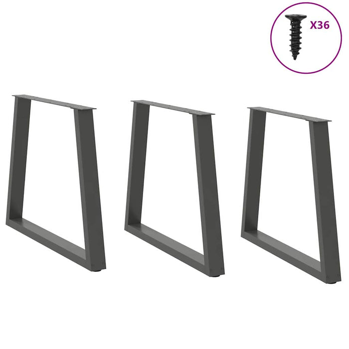 Picioare de masă în formă de V, 3 buc., antracit, 80x(72-73,3) cm, oțel - WALTI WALTI