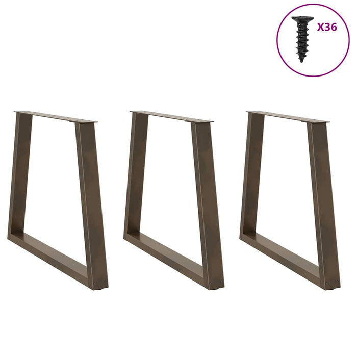 Picioare de masă în formă de V, 3 buc., oțel natural, 80x(72-73,3) cm WALTI