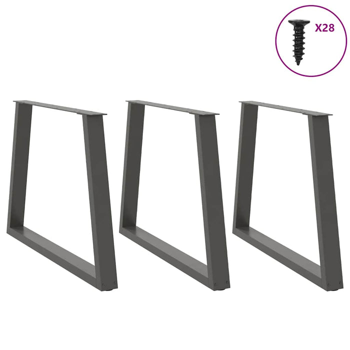 Picioare de masă în formă de V, 3 buc., antracit, 90x(72-73,3) cm, oțel WALTI