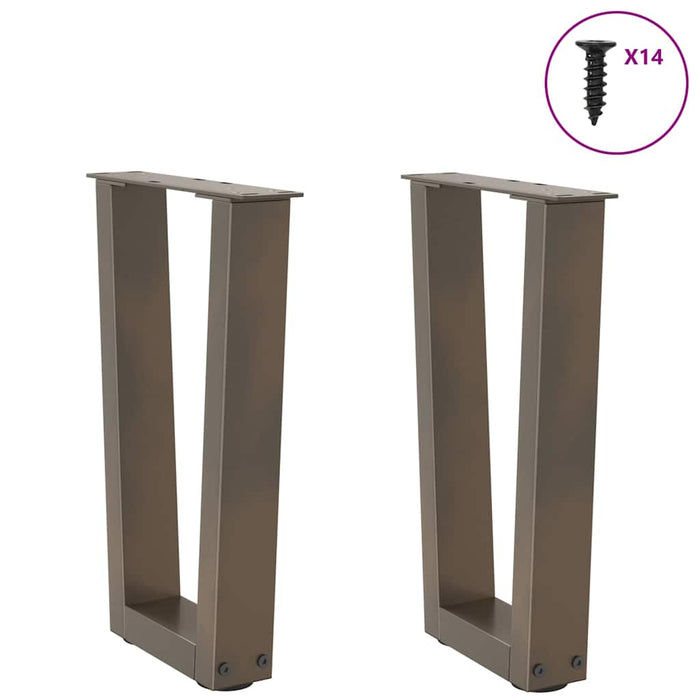 Picioare pentru măsuță de cafea în formă de V, 2 buc., oțel natural, 28 x (42-43,3) cm WALTI