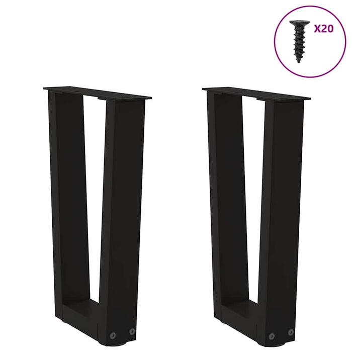 Picioare pentru măsuță de cafea în formă de V, 2 buc., negru, 38x (42-43,3) cm, oțel WALTI