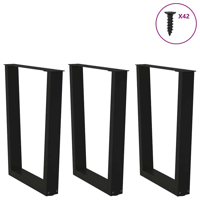 Picioare de masă în formă de V, 3 buc., negru, 70x (72-73,3) cm, oțel WALTI