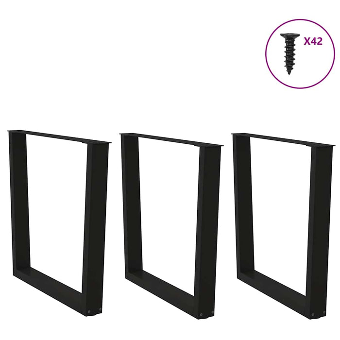 Picioare de masă în formă de V, 3 buc., negru, 80x(72-73,3) cm, oțel WALTI