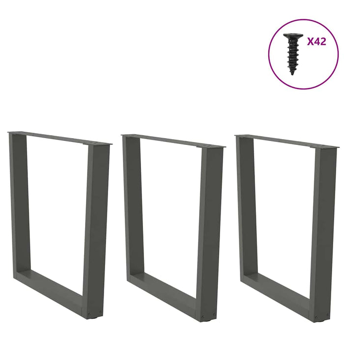 Picioare de masă în formă de V, 3 buc., antracit, 80x(72-73,3) cm, oțel WALTI