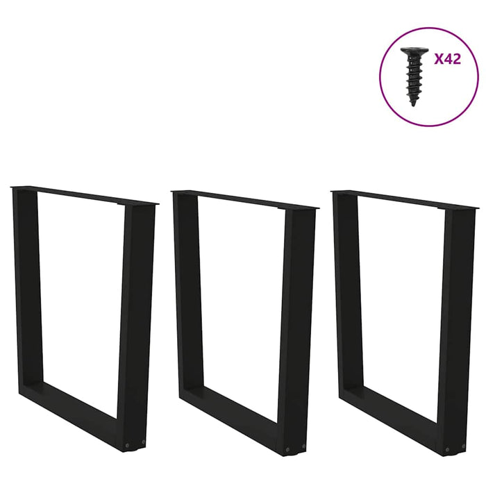 Picioare de masă în formă de V, 3 buc., negru, 90x (72-73,3) cm, oțel WALTI