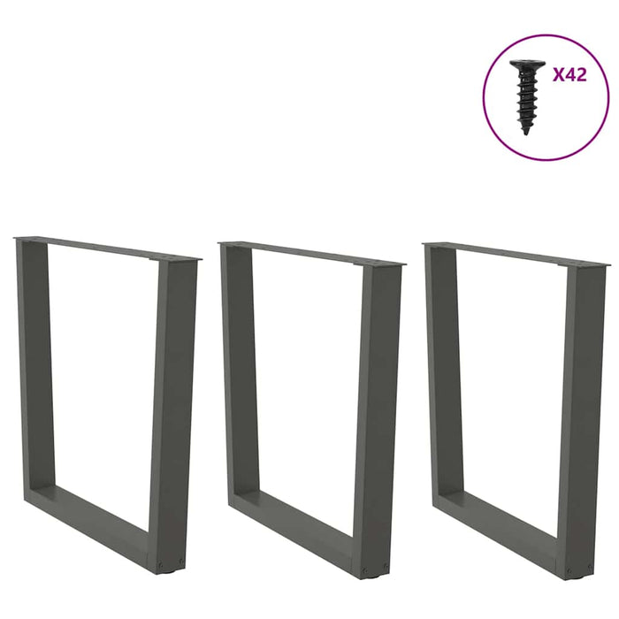 Picioare de masă în formă de V, 3 buc., antracit, 90x(72-73,3) cm, oțel WALTI