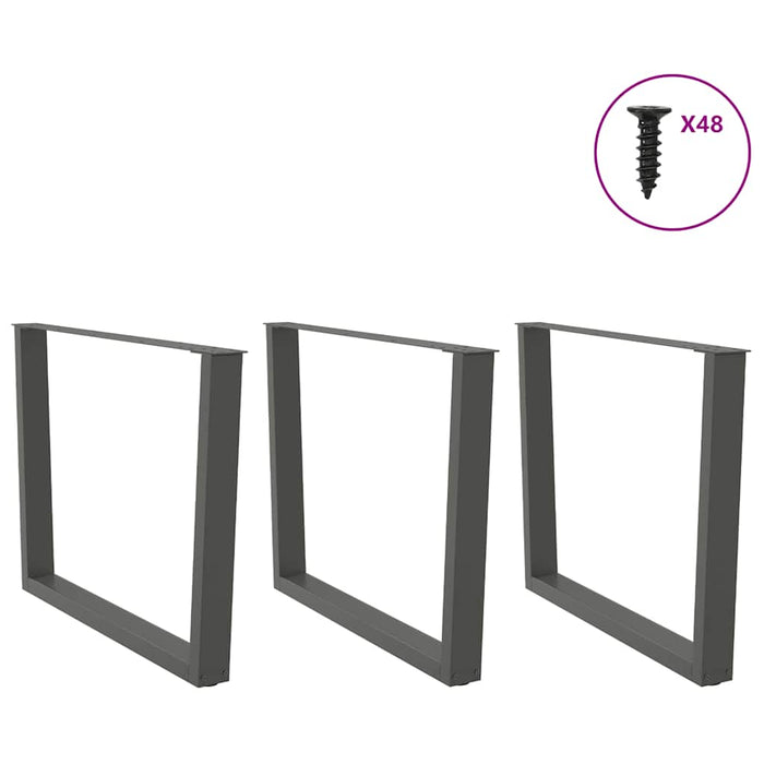 Picioare de masă în formă de V, 3 buc., antracit, 100x(72-73,3) cm, oțel WALTI
