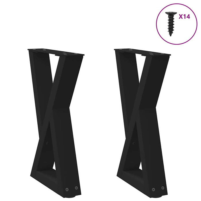 Picioare pentru măsuță de cafea, 2 buc., negru, 38x(42-43,3) cm, oțel WALTI