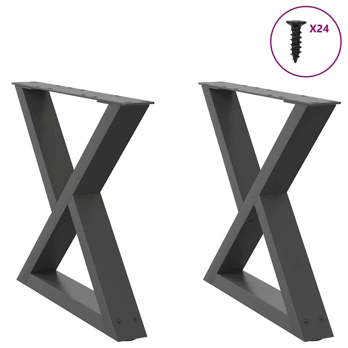 Picioare pentru măsuță de cafea, 2 buc., antracit, 60x(42-43,3) cm, oțel WALTI