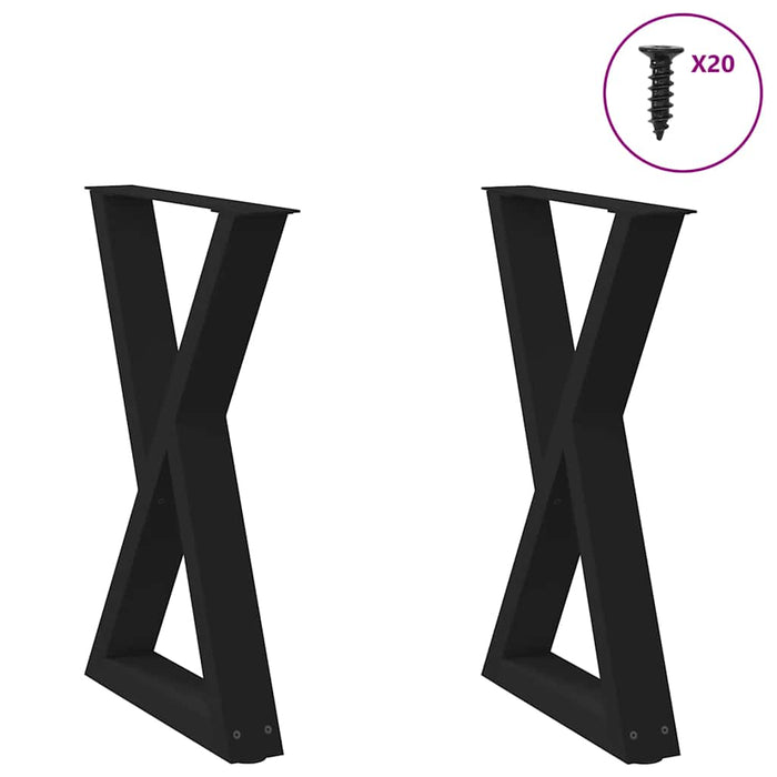 Picioare masă de sufragerie, 2 buc., negru, 50x(72-73,3) cm, oțel WALTI