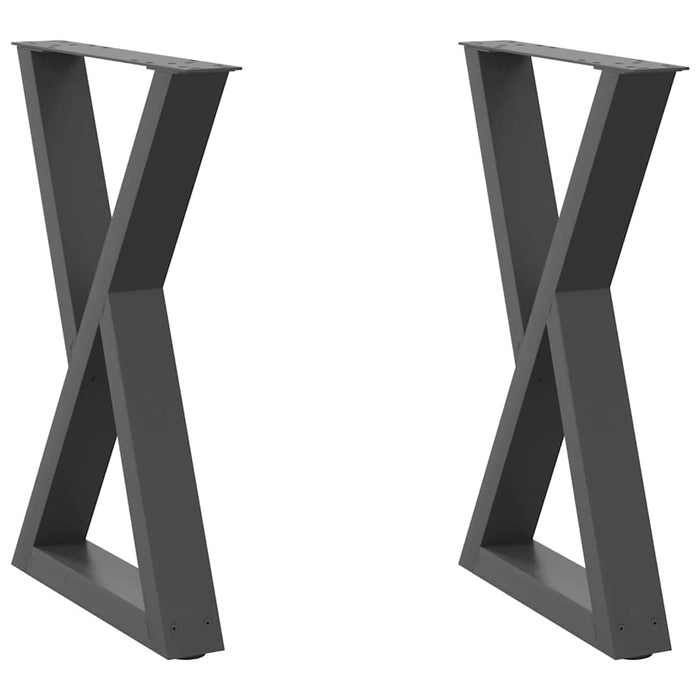 Picioare masă de sufragerie, 2 buc., antracit, 50x(72-73,3) cm, oțel WALTI