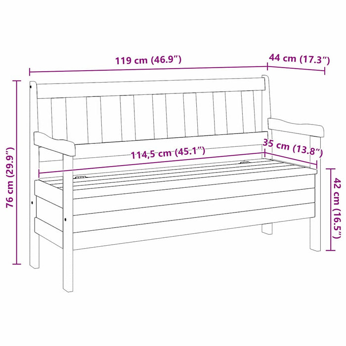 Bancă de exterior Maro 119 x 44 x 76 cm Lemn de pin masiv WALTI