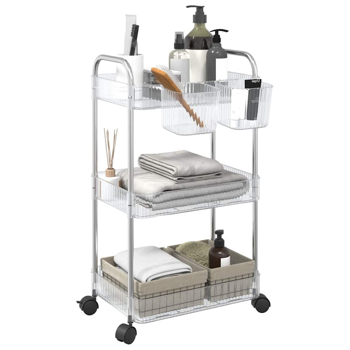 Cărucior de depozitare cu 3 niveluri transparent acrilic WALTI