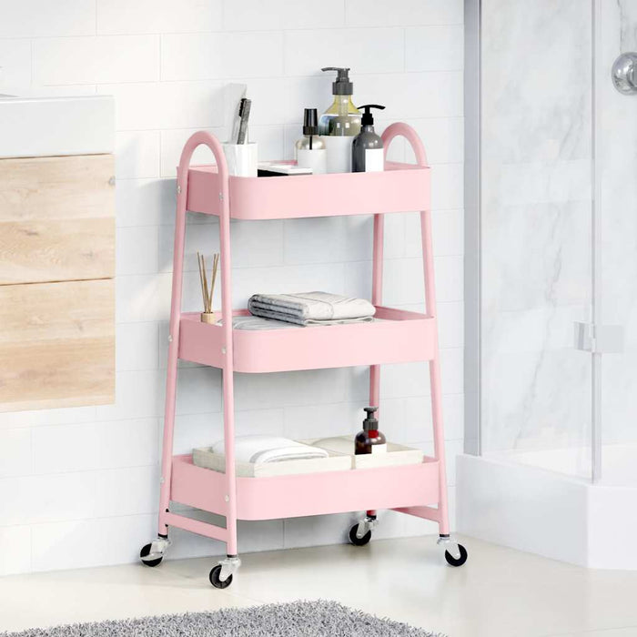 Cărucior de depozitare 3 niveluri roz 42x41,5x77 cm oțel - WALTI WALTI