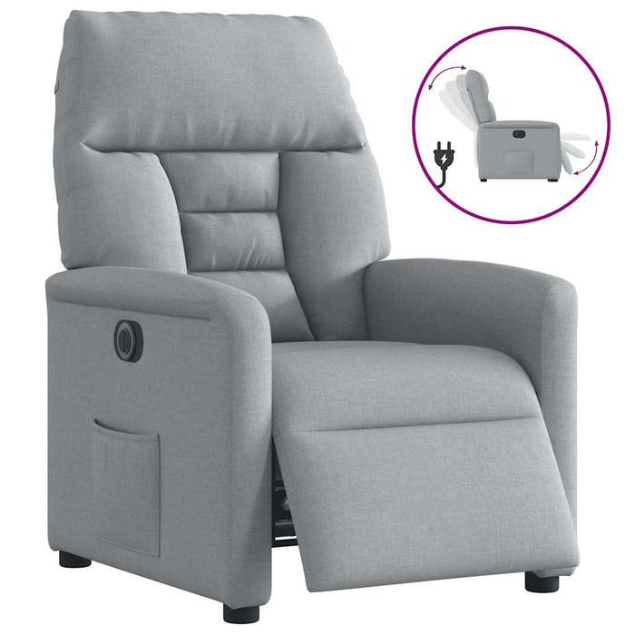 Fotoliu rabatabil electric, gri deschis, textil WALTI