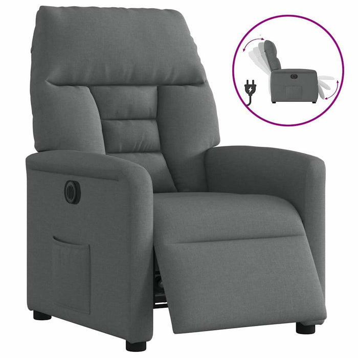 Fotoliu rabatabil electric, gri închis, material textil WALTI