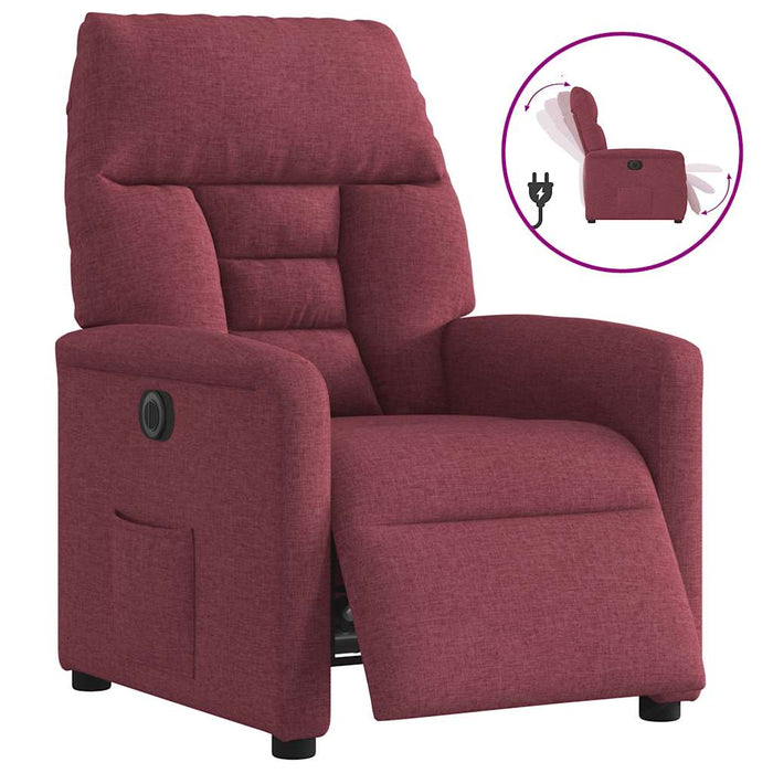 Fotoliu rabatabil electric, roșu vin, material textil WALTI