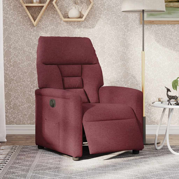 Fotoliu rabatabil electric, roșu vin, material textil WALTI