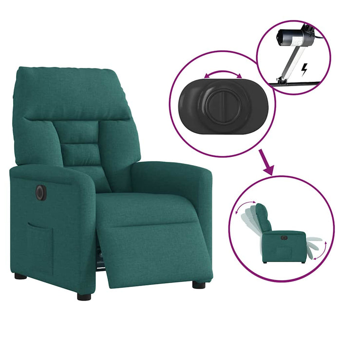 Fotoliu rabatabil electric, verde închis, material textil WALTI