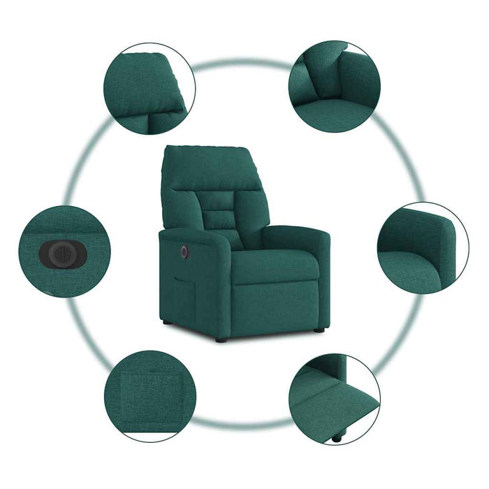Fotoliu rabatabil electric, verde închis, material textil WALTI