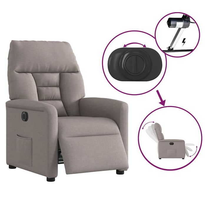 Fotoliu rabatabil electric, gri taupe, material textil - WALTI WALTI