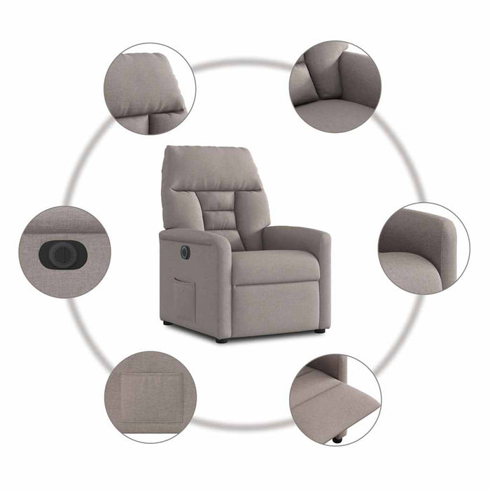Fotoliu rabatabil electric, gri taupe, material textil - WALTI WALTI