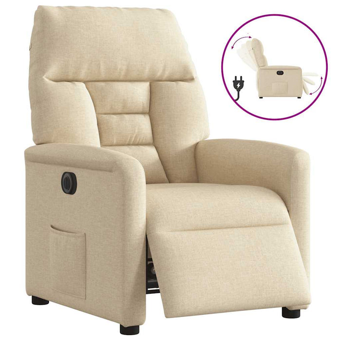 Fotoliu rabatabil electric, crem, material textil WALTI