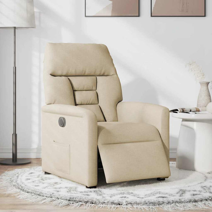 Fotoliu rabatabil electric, crem, material textil WALTI
