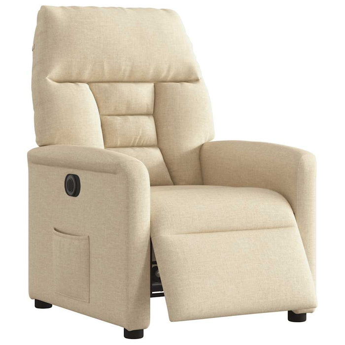 Fotoliu rabatabil electric, crem, material textil WALTI