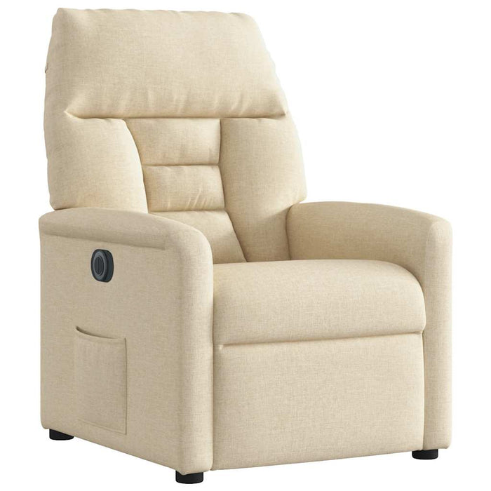 Fotoliu rabatabil electric, crem, material textil WALTI