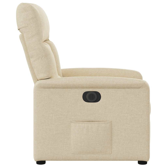 Fotoliu rabatabil electric, crem, material textil WALTI