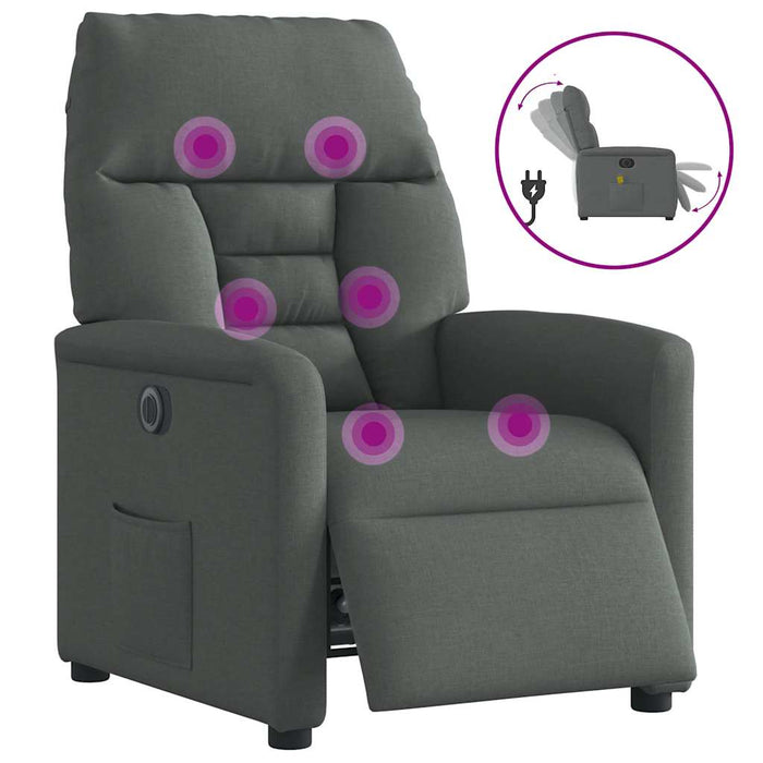 Fotoliu electric de masaj rabatabil, gri închis, textil - WALTI WALTI