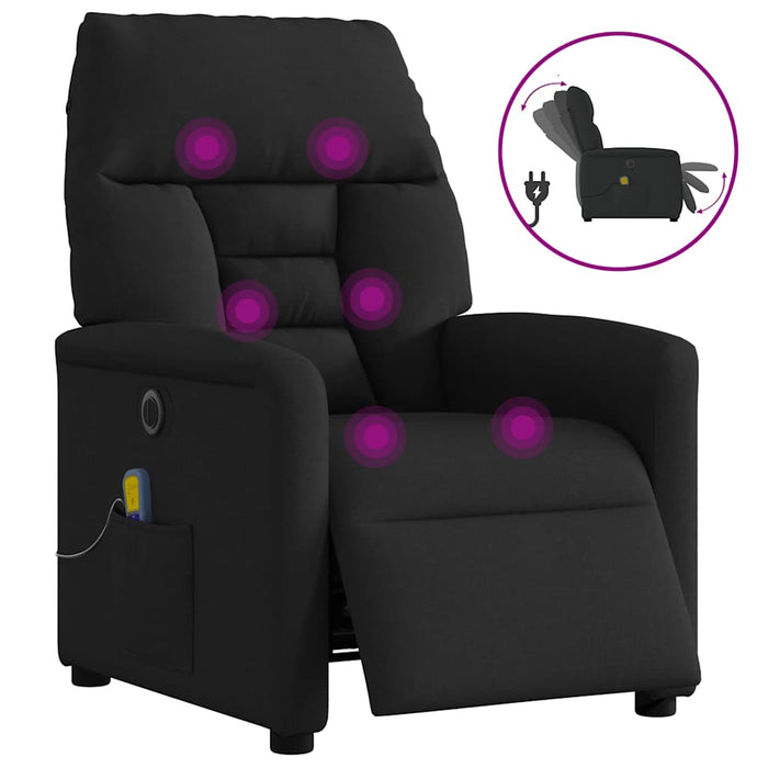 Fotoliu electric de masaj rabatabil, negru, textil - WALTI WALTI