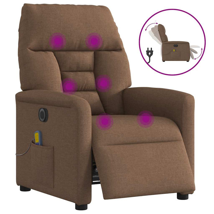 Fotoliu electric de masaj rabatabil, maro, textil WALTI