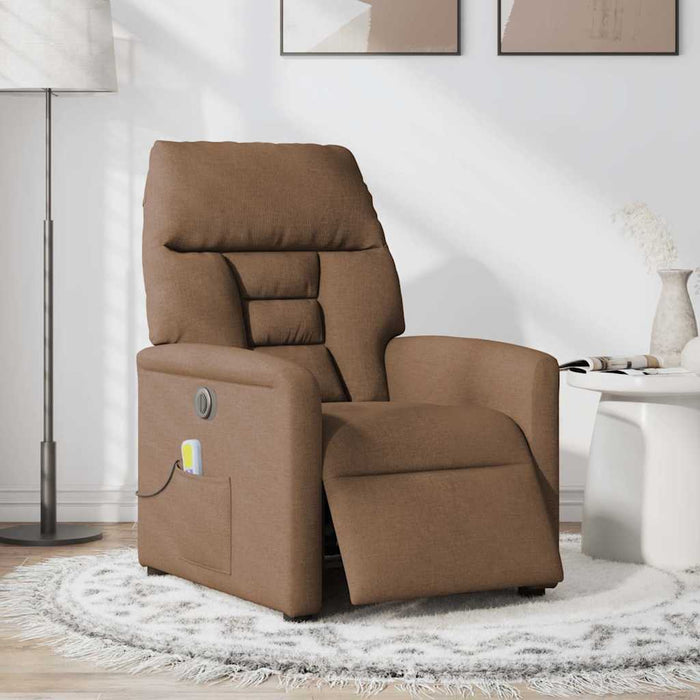 Fotoliu electric de masaj rabatabil, maro, textil WALTI