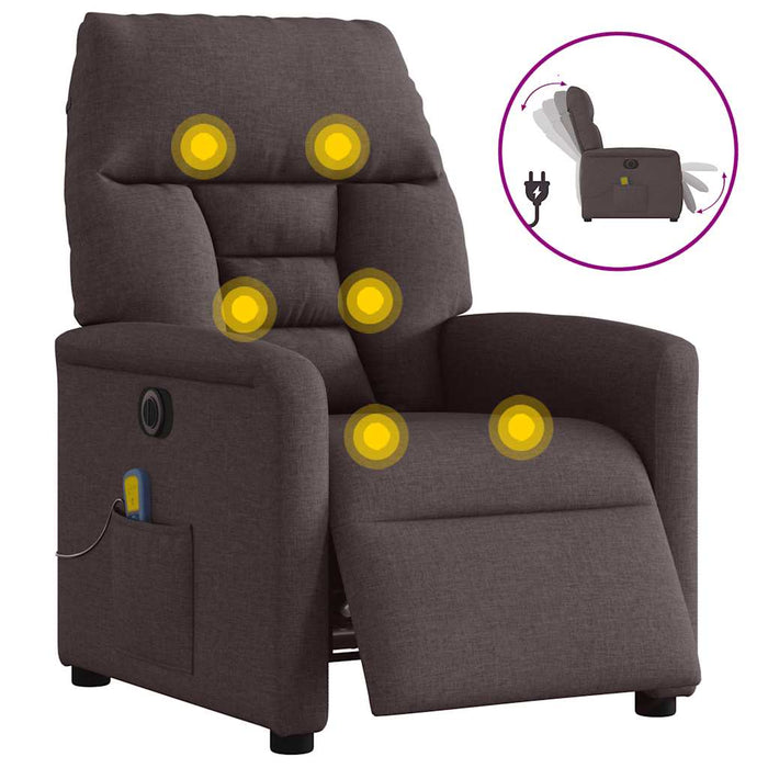 Fotoliu electric de masaj rabatabil, maro închis, textil - WALTI WALTI