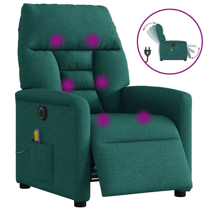 Fotoliu electric de masaj rabatabil, verde închis, textil - WALTI WALTI