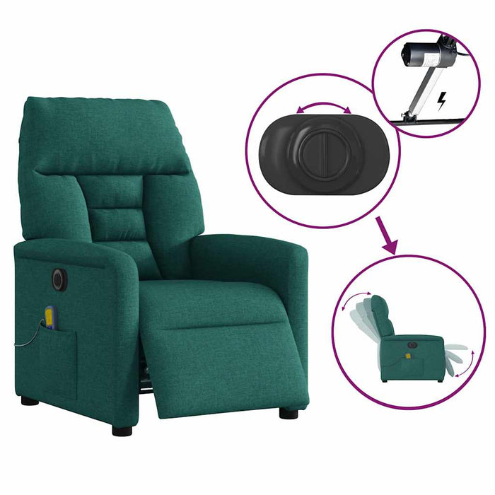 Fotoliu electric de masaj rabatabil, verde închis, textil - WALTI WALTI
