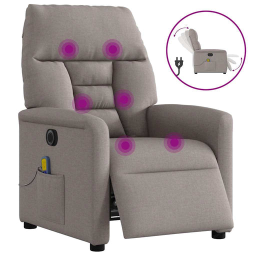 Fotoliu electric de masaj rabatabil, gri taupe, textil - WALTI WALTI