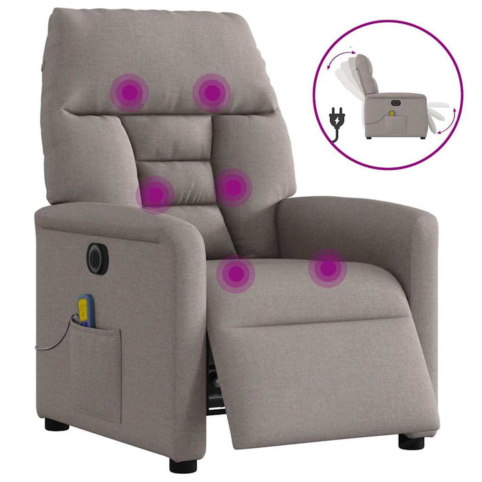 Fotoliu electric de masaj rabatabil, gri taupe, textil - WALTI WALTI