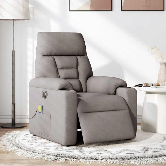Fotoliu electric de masaj rabatabil, gri taupe, textil - WALTI WALTI