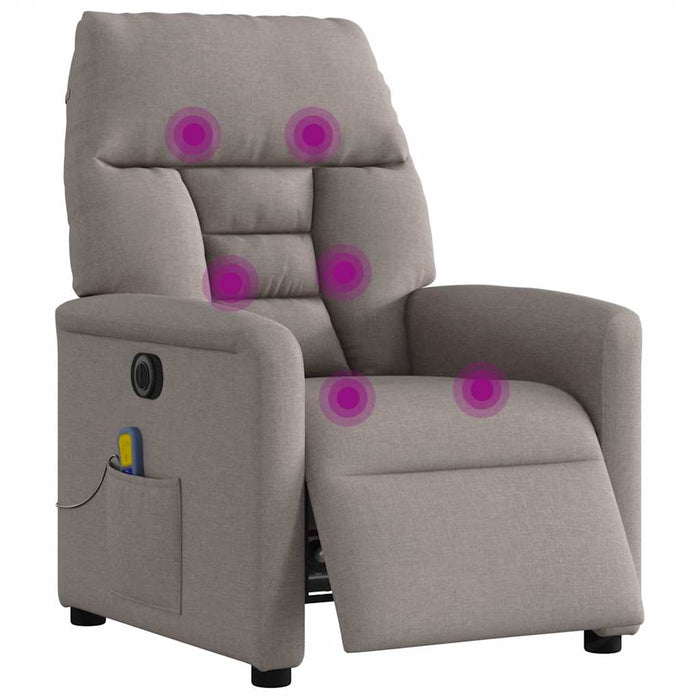 Fotoliu electric de masaj rabatabil, gri taupe, textil - WALTI WALTI