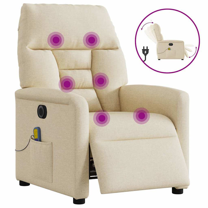 Fotoliu electric de masaj rabatabil, crem, textil - WALTI WALTI