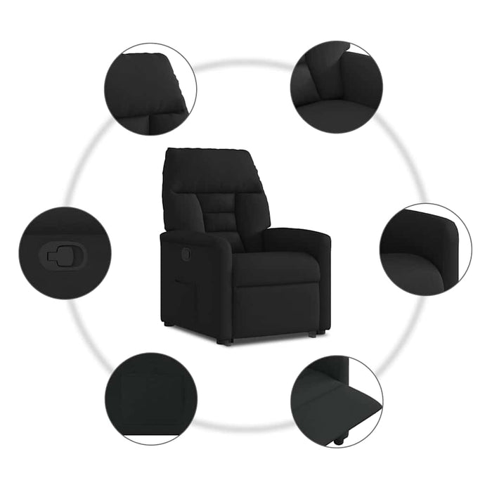 Fotoliu rabatabil cu ridicare pe verticală, negru, textil - WALTI WALTI