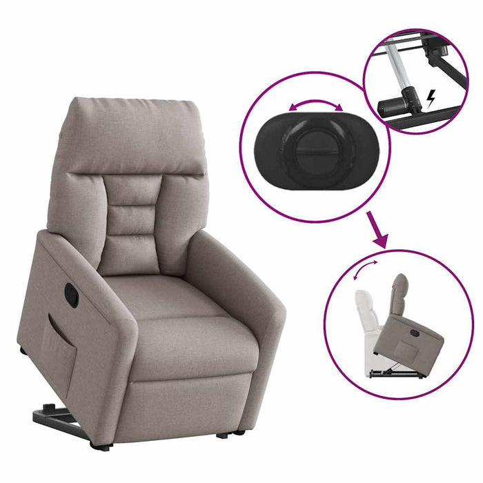 Fotoliu rabatabil cu ridicare pe verticală, gri taupe, textil - WALTI WALTI