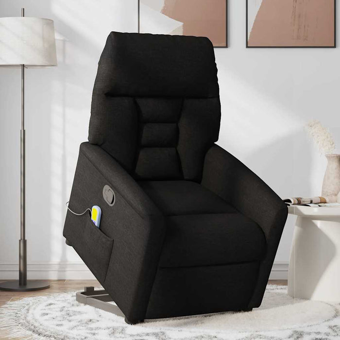 Fotoliu rabatabil de masaj, cu ridicare, negru, material textil - WALTI WALTI