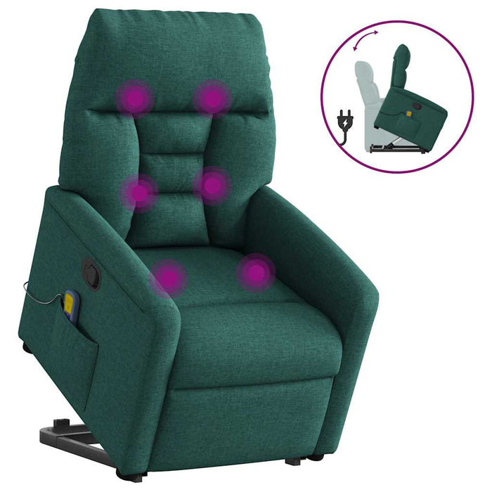 Fotoliu rabatabil de masaj, cu ridicare, verde închis, textil - WALTI WALTI