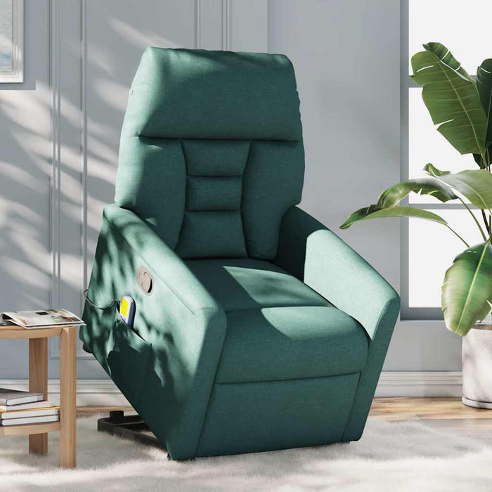 Fotoliu rabatabil de masaj, cu ridicare, verde închis, textil - WALTI WALTI