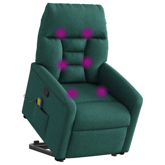 Fotoliu rabatabil de masaj, cu ridicare, verde închis, textil - WALTI WALTI